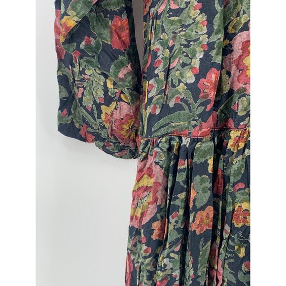 PASSPORTS OF PIER 1 IMPORTS Women's Vintage Green Floral Long Sleeve Dress SZ L - Picture 6 of 12